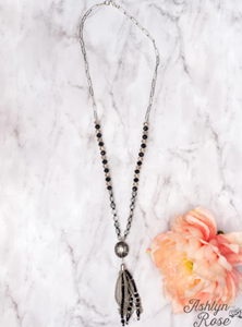Clear Crystal Pendant Necklace with Tassel