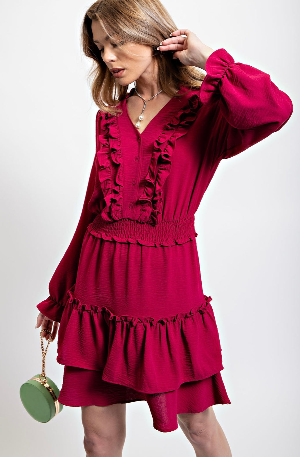 Crepe Dress with Ruffles
