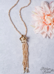 Gold Flower Tassel Pendant Necklace
