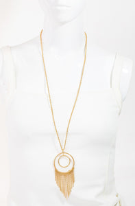 Long Necklace with Circle Tassel Pendant