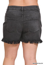 Load image into Gallery viewer, PLUS Mid Rise Shorts with Raw Frayed Hem
