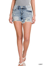 Load image into Gallery viewer, Distressed Denim Shorts with Frayed Hem
