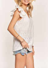 Load image into Gallery viewer, Ruffle Sleeve Eyelet Blouse
