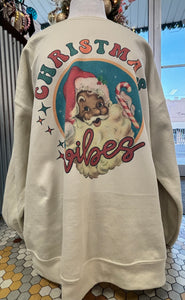 Custom Sweatshirt-Christmas Vibes Black Santa (XLarge)