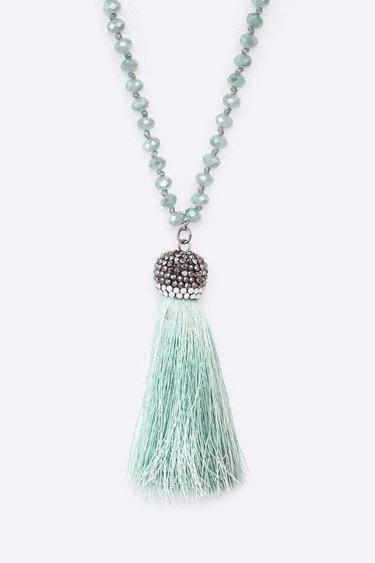 Crystal Tassel Long Necklace
