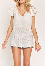 Load image into Gallery viewer, Ruffle Sleeve Eyelet Blouse
