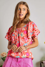 Load image into Gallery viewer, Floral Printed Ruffle Sleeve Top
