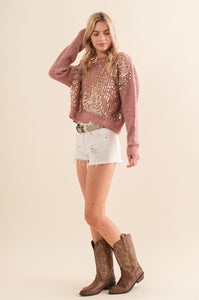 Chenille Sequin Front Sweater