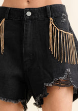 Load image into Gallery viewer, Fringe Rhinestone Distressed Shorts
