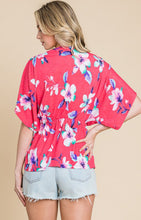 Load image into Gallery viewer, Raspberry Floral Wrap Top
