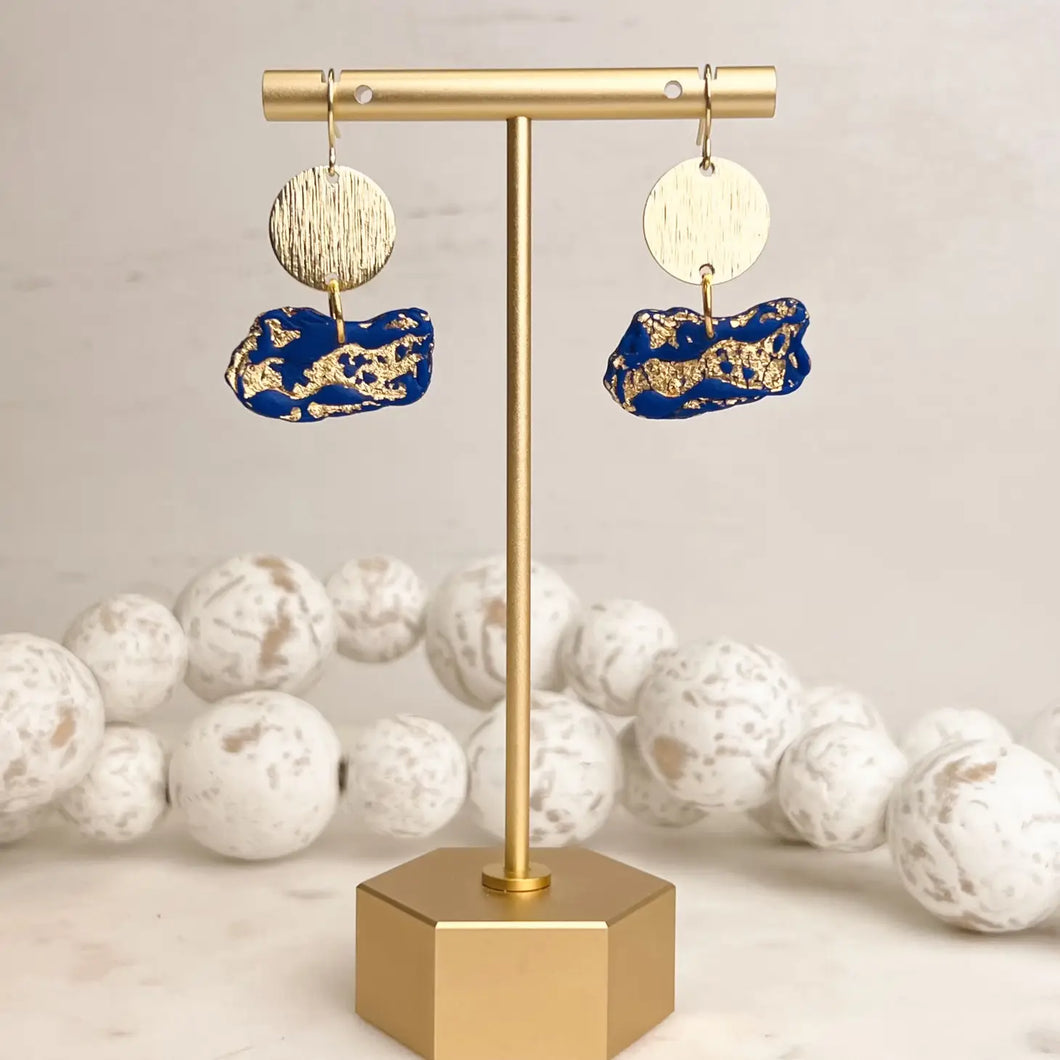 Abstract Royal & Gold Earrings