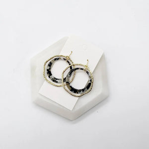 Black and Gold Chandelier Disc Acrylic Earrings