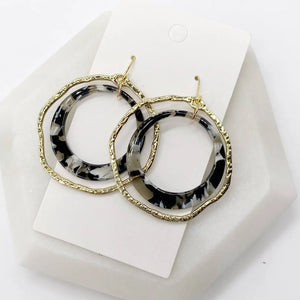 Black and Gold Chandelier Disc Acrylic Earrings