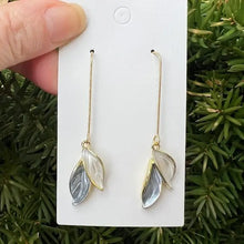Load image into Gallery viewer, Blue &amp; White Petal Long Drop Earrings
