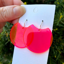 Load image into Gallery viewer, Neon Pink Crescent Acrylic Earrings
