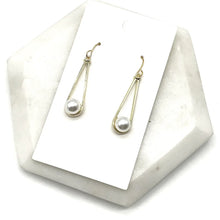 Load image into Gallery viewer, Pearl Gold Teardrop Earrings
