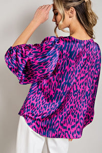 PLUS Leopard Print Long Sleeve Top