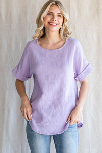 Linen Rolled Sleeve Top