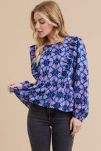 Load image into Gallery viewer, Geometric Baby Doll Long Sleeve Top
