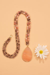 Teardrop Natural Stone Beaded Necklace