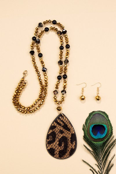 Gold Leopard beaded Necklace