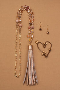 Rose Gold Beaded Paperclip Necklace