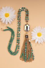 Load image into Gallery viewer, Iridescent Stone Tassel Necklace
