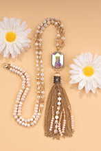 Load image into Gallery viewer, Iridescent Stone Tassel Necklace

