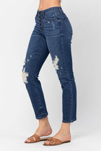 Load image into Gallery viewer, Judy Blue High Waisted Zig Zag Button Distressed Jeans
