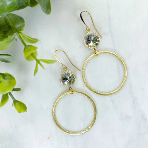 Clear Sparkle Gold Dangle Hoop