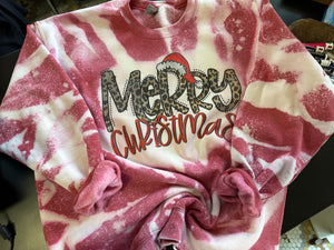 Custom Bleached Sweatshirt (Large)-Merry Christmas