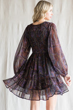 Load image into Gallery viewer, Printed Multi Color  Lantern Sleeve Dress
