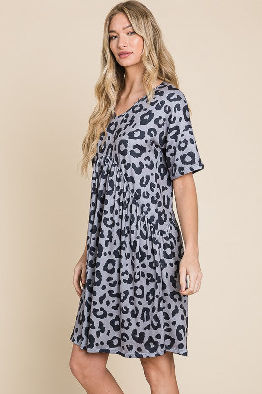 Grey & Black Animal Print Dress