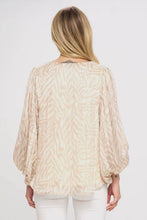 Load image into Gallery viewer, Animal Print V-Neck Bubble Sleeve Blouse
