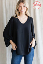 Load image into Gallery viewer, PLUS Bubble Sleeve V-Neck Top
