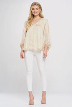 Load image into Gallery viewer, PLUS Animal Print V-Neck Bubble Sleeve Blouse
