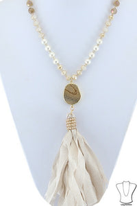Stone and Tassel Necklace