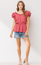 Load image into Gallery viewer, Ruffle Detail Peplum Top
