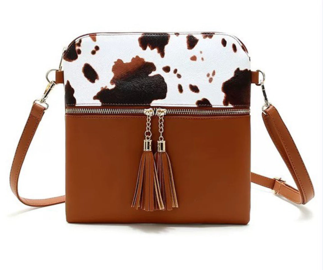 Cow Print Crossbody Handbag