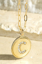 Load image into Gallery viewer, Brass Initial Crystal Necklace

