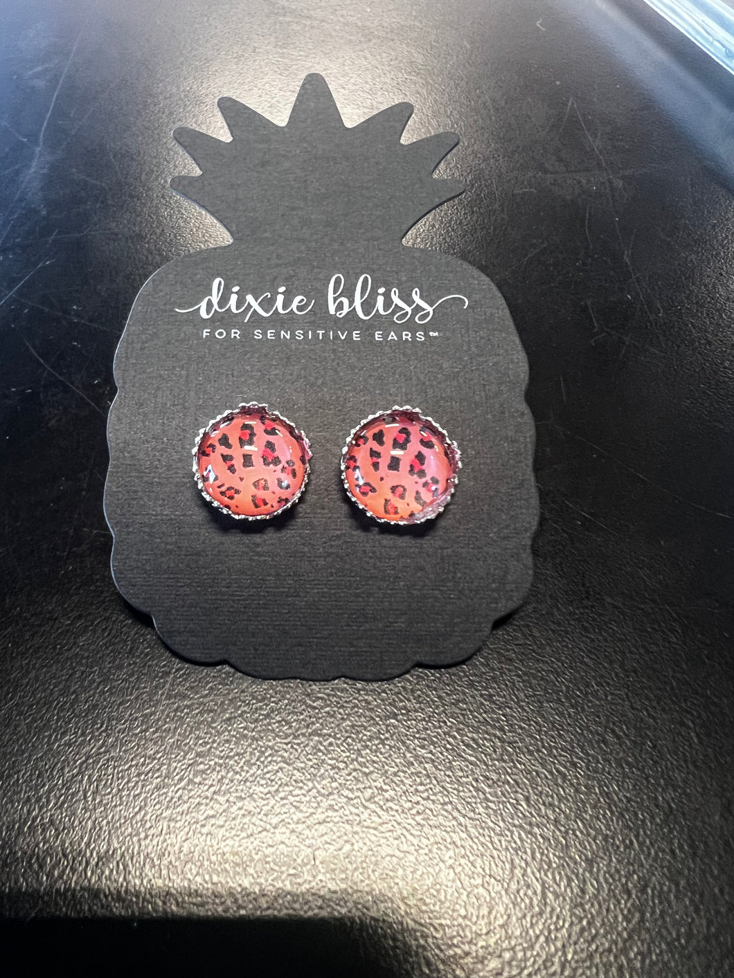 Pink Leopard Photo Glass Earrings