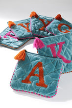 Load image into Gallery viewer, Velvet Quilted Initial Pouch
