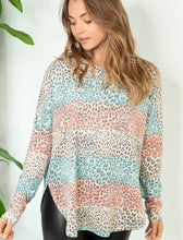 Load image into Gallery viewer, Color Block Leopard Long Sleeve Top
