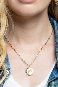 Brass Initial Crystal Necklace