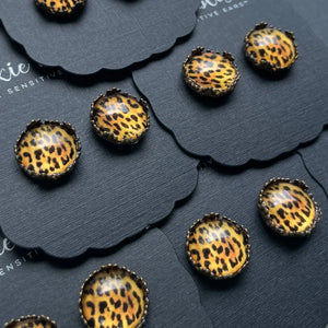 Leopards Glass Photo Earrings