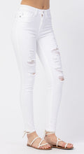 Load image into Gallery viewer, Judy Blue White Distressed Skinny Jeans
