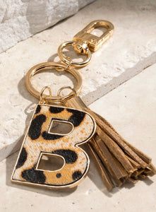 Genuine Leather Initial Letter Key Chain