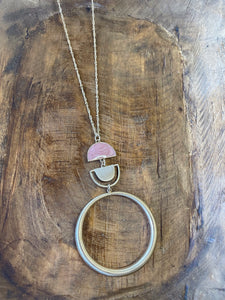 Round Charm with Pink Accent
