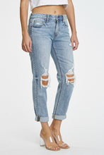 Load image into Gallery viewer, Mid Rise Distressed Girlfriend Jeans
