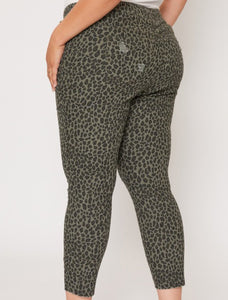 PLUS Leopard Print Joggers with Distressing